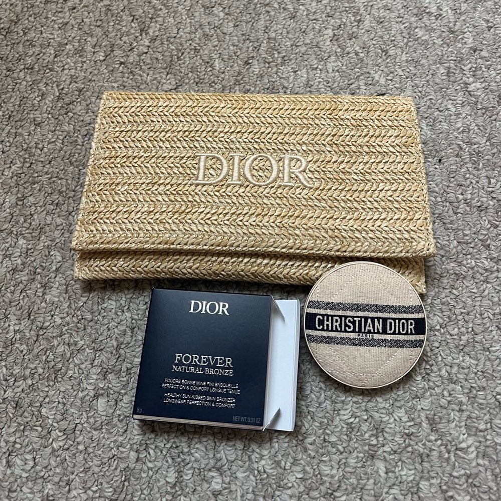 Dior Natural Woven raffia pouch & bronzer